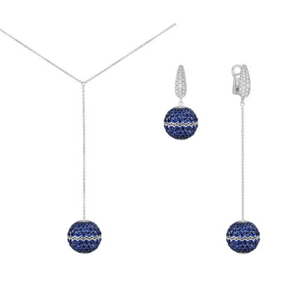 Сет с бриллиантами и сапфирами, белое золото