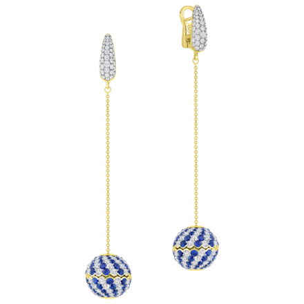 Серьги с сапфирами и бриллиантами, желтое золото