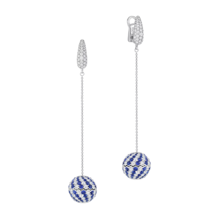 Серьги с бриллиантами и сапфирами, белое золото