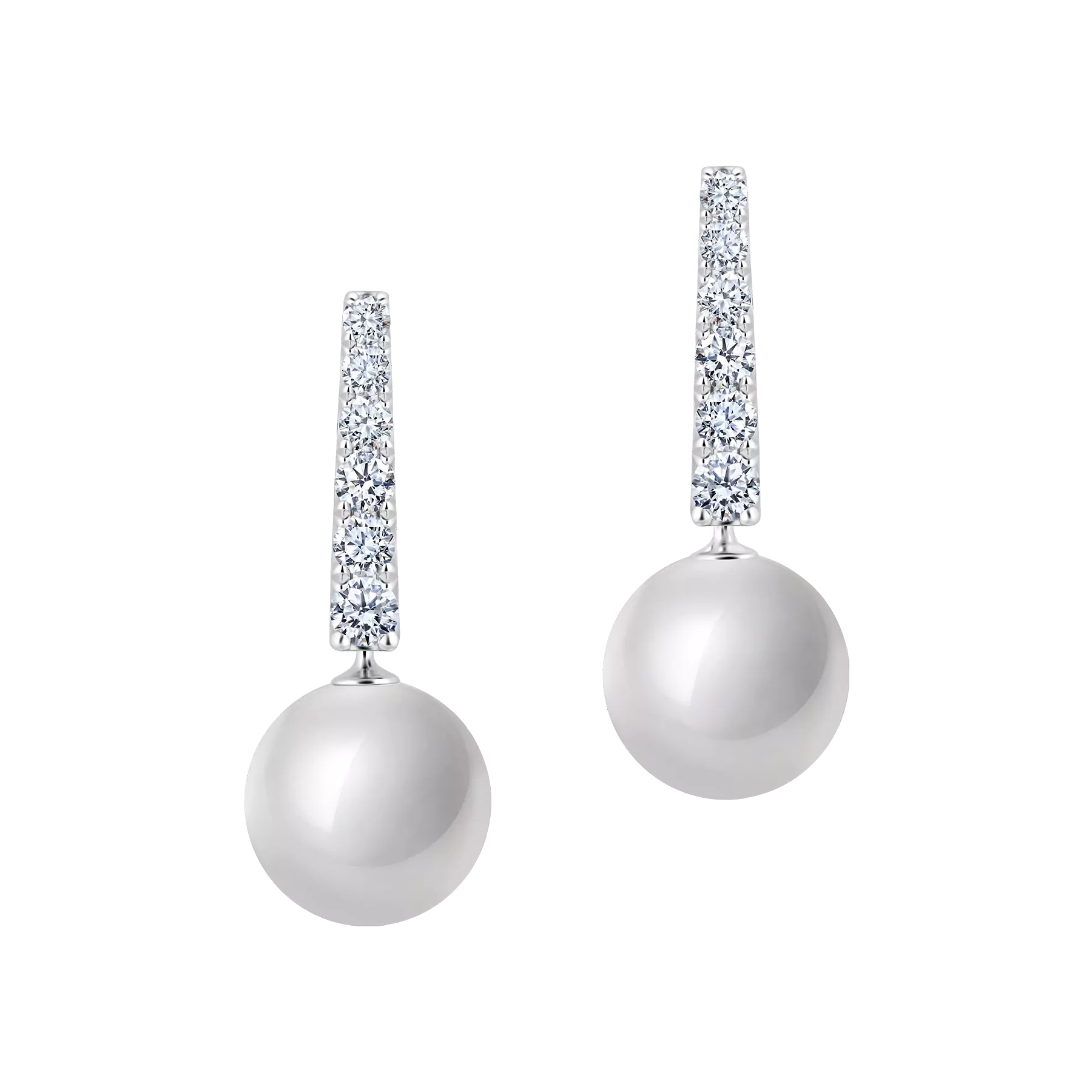 Серьги с белым жемчугом и бриллиантами, белое золото