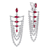 Серьги с рубинами и бриллиантами, белое золото