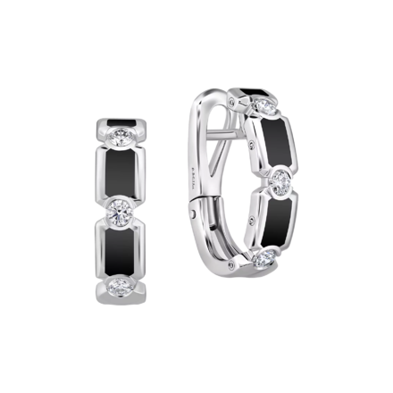 Серьги с бриллиантами, белое золото, черная н.керамика