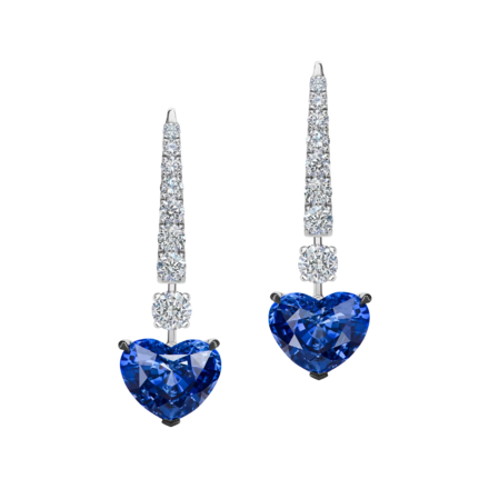 Серьги с сапфирами и бриллиантами, белое золото 2