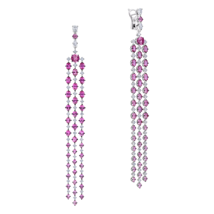 Серьги с сапфирами и бриллиантами, белое золото