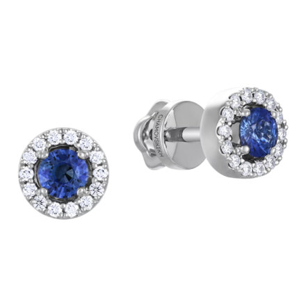 Пусеты с сапфирами и бриллиантами, белое золото