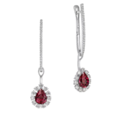 Серьги с рубинами и бриллиантами, жёлтое и белое золото