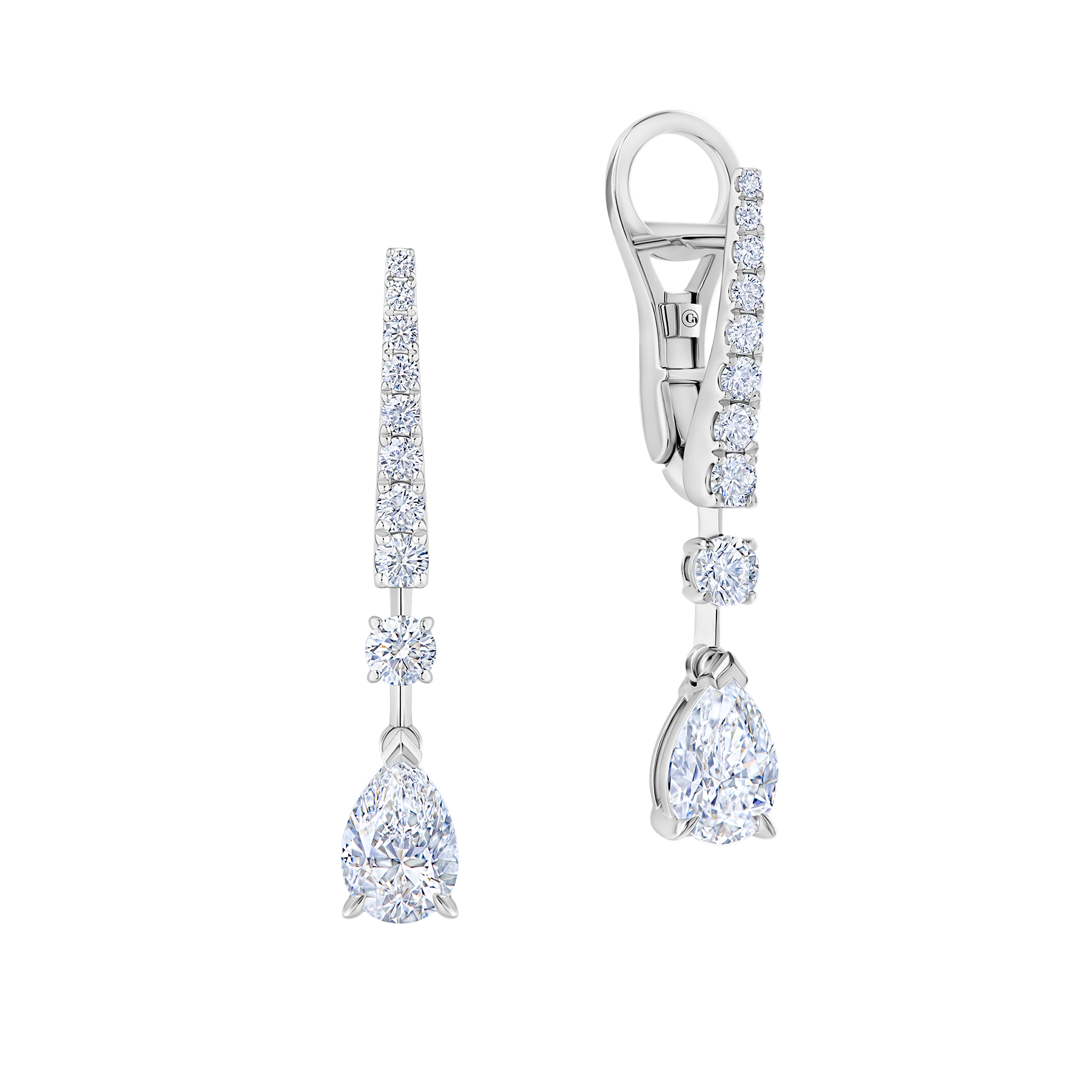 Серьги с бриллиантами, белое золото