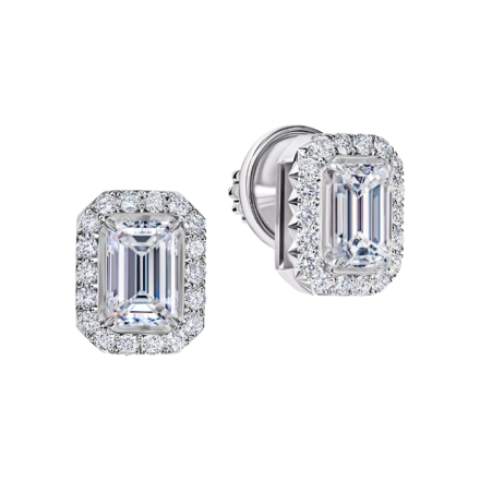 Пусеты с бриллиантами, белое золото