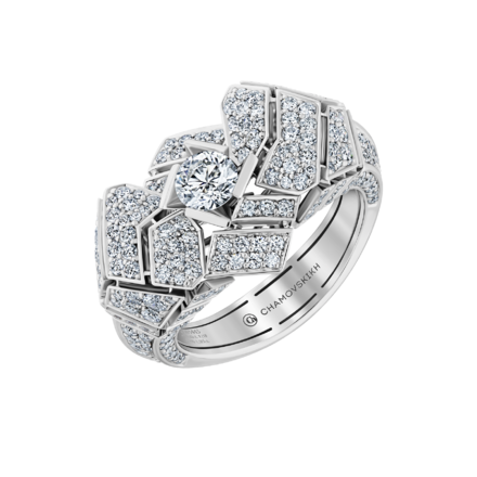 Кольцо с бриллиантами, белое золото