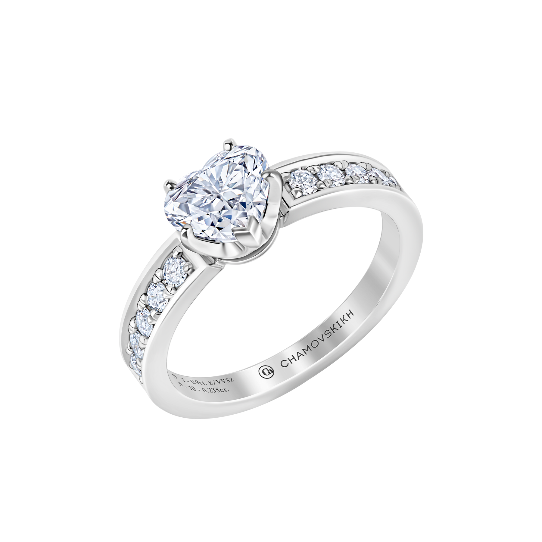 Кольцо с бриллиантами, белое золото