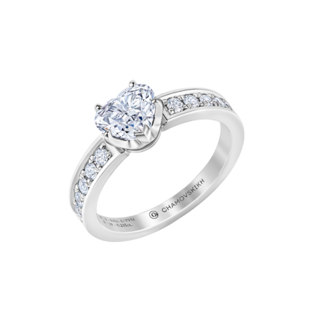 Помолвочное кольцо с бриллиантами, белое золото