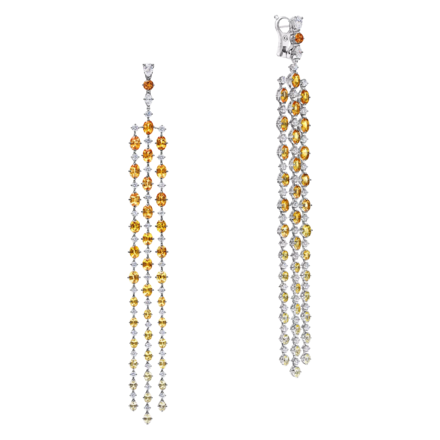 Серьги с цветными сапфирами и бриллиантами, белое золото