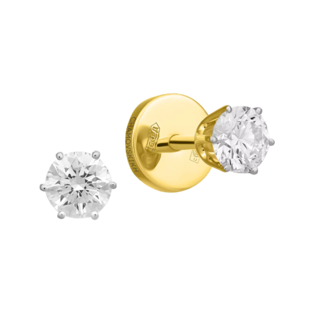 Пусеты с бриллиантами, жёлтое золото, н.керамика