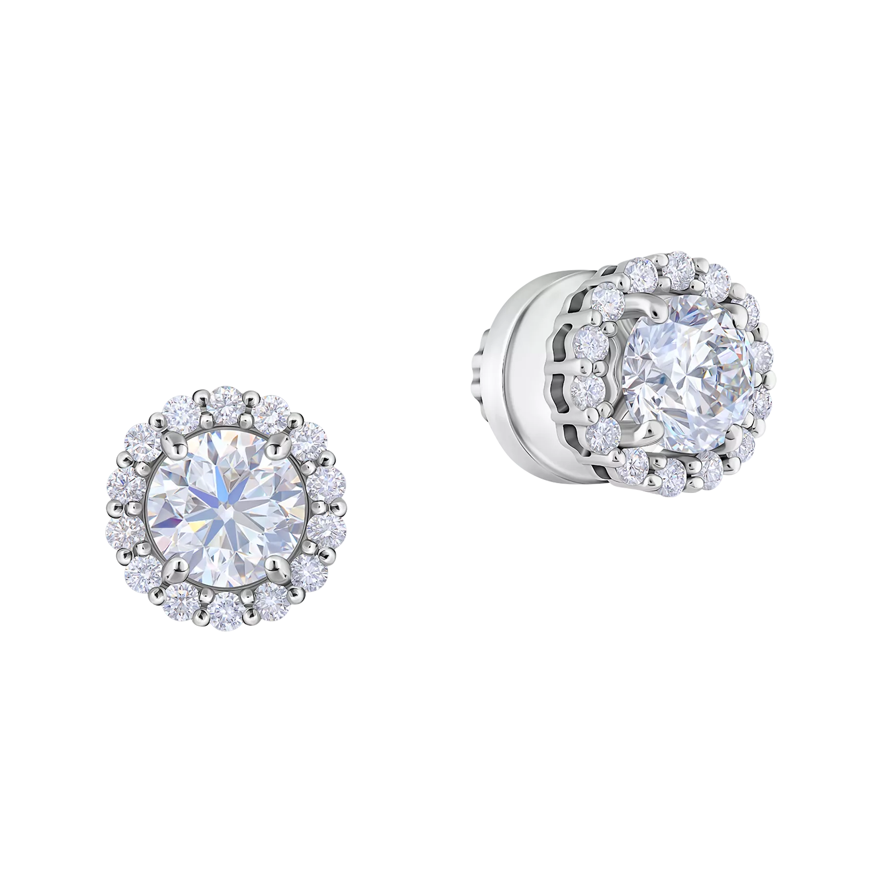 Пусеты с бриллиантами, белое золото