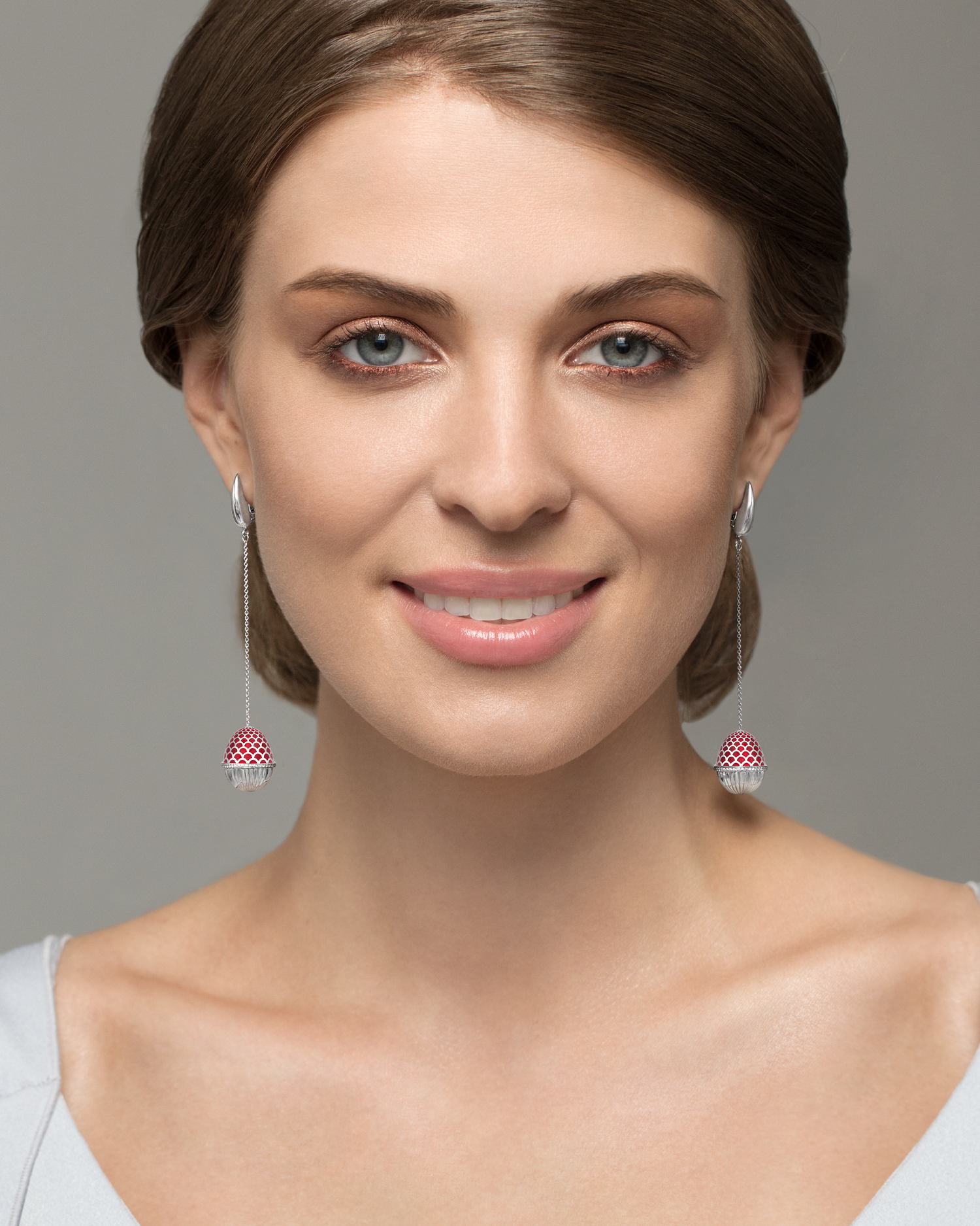 Серьги с бриллиантами, белое золото, н.керамика