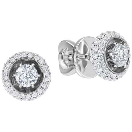 Пусеты с бриллиантами, белое золото