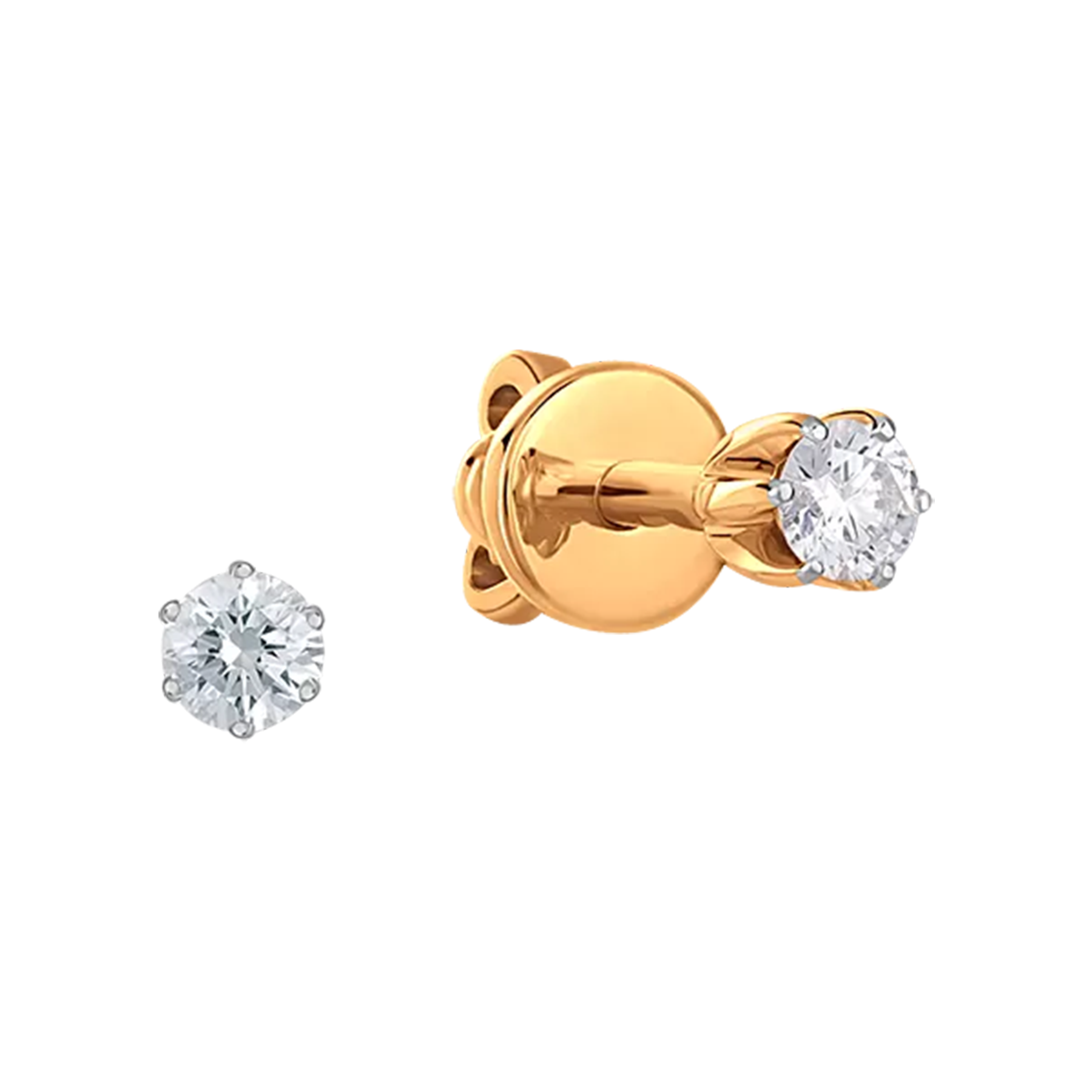 Пусеты с бриллиантами, красное золото