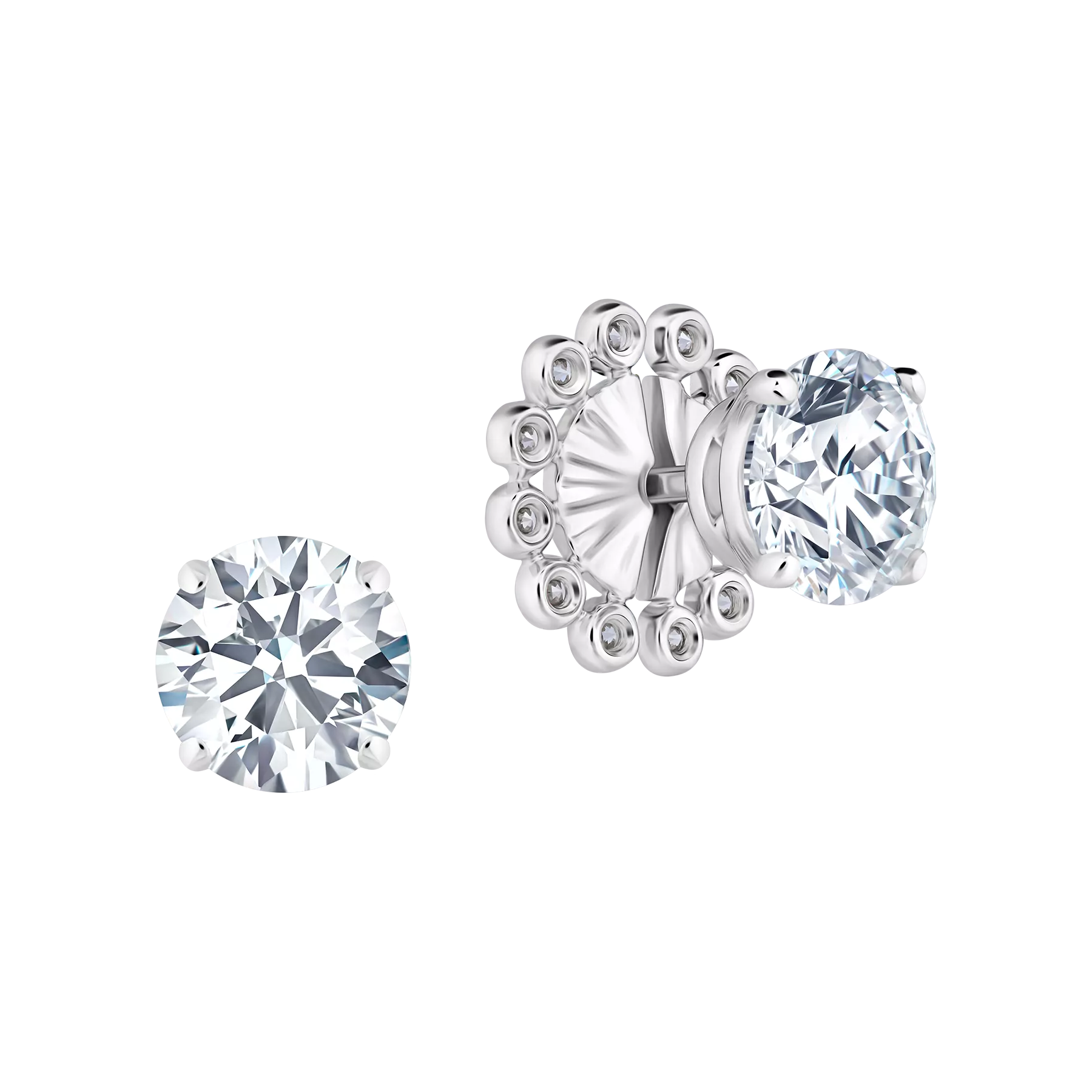 Пусеты с бриллиантами, белое золото