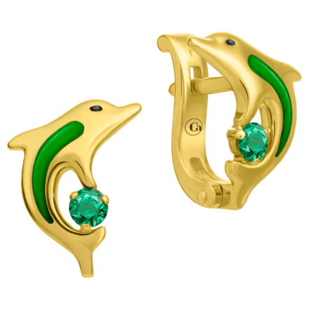 Серьги с изумрудами, желтое золото, н.керамика