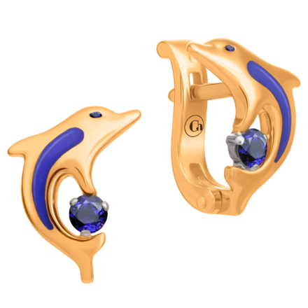 Серьги с сапфирами, красное золото, н.керамика