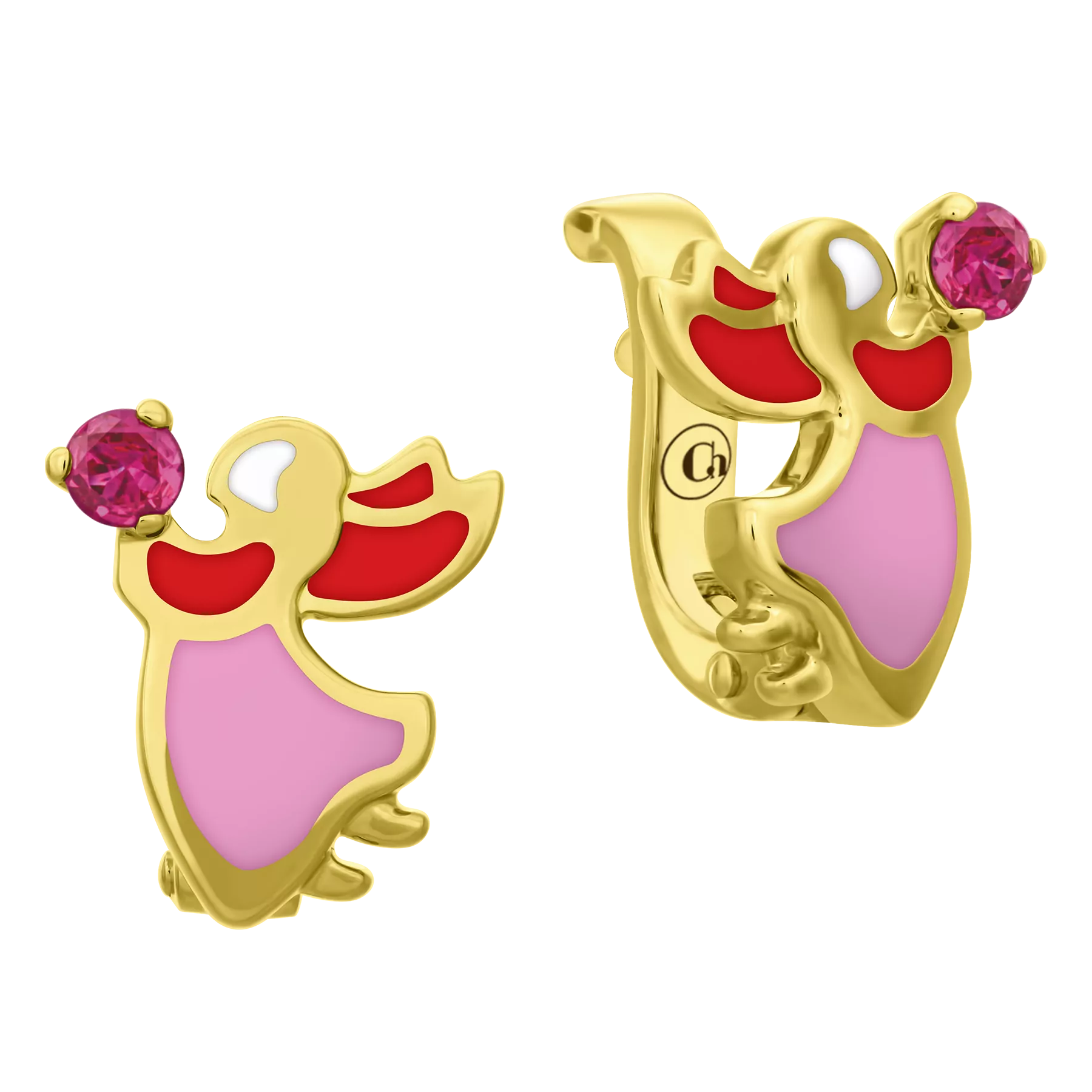 Серьги с рубинами, желтое золото, н.керамика