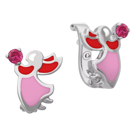 Серьги с рубинами, белое золото, н.керамика