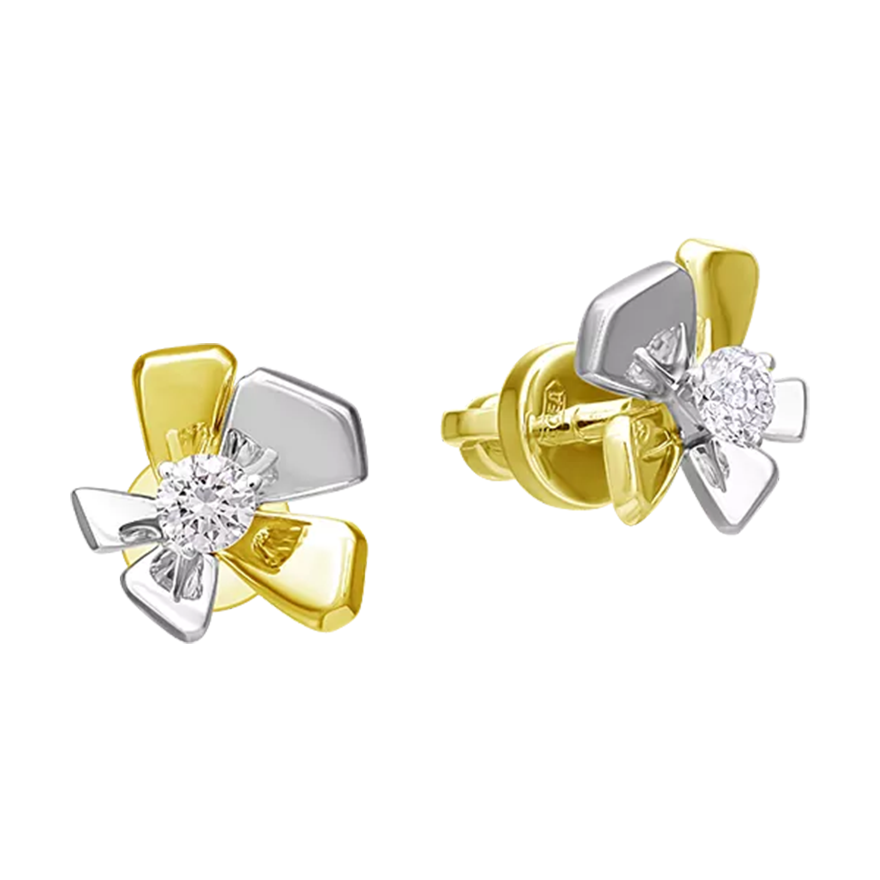 Пусеты с бриллиантами, желтое золото