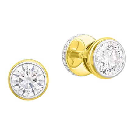 Пусеты с бриллиантами, жёлтое золото, н.керамика