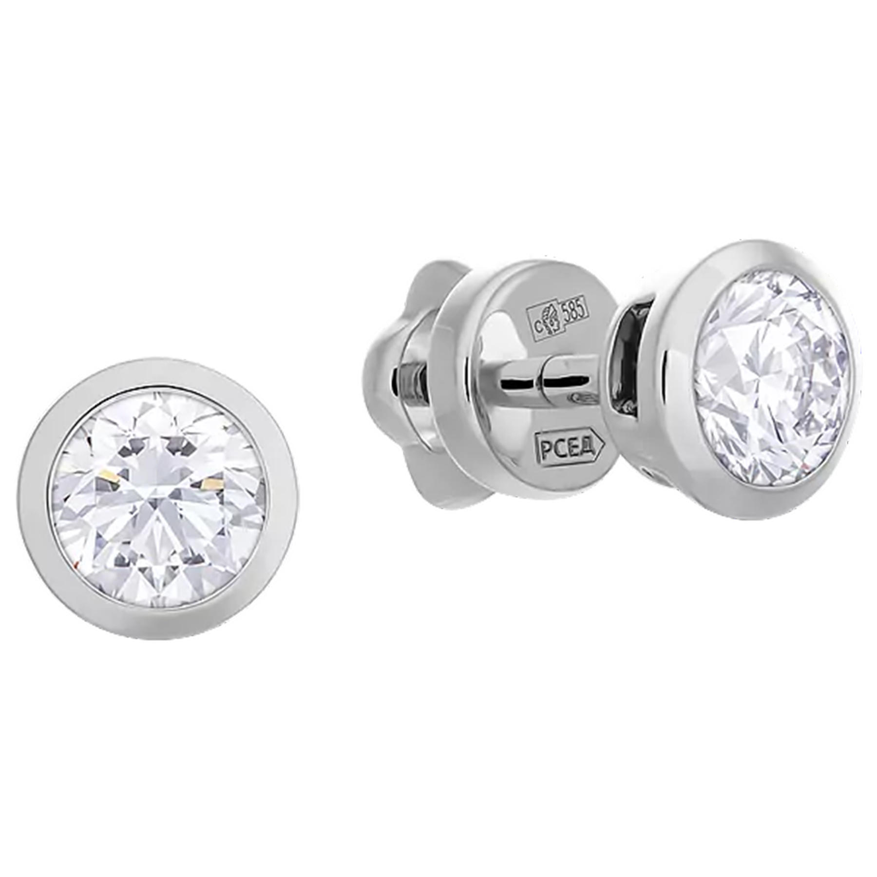 Пусеты с бриллиантами, белое золото