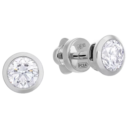 Пусеты с бриллиантами, белое золото