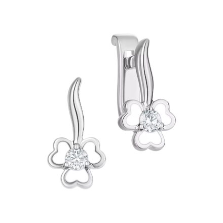 Серьги с бриллиантами, белое золото, н.керамика