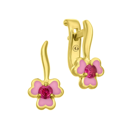 Серьги с рубинами, желтое золото, н.керамика