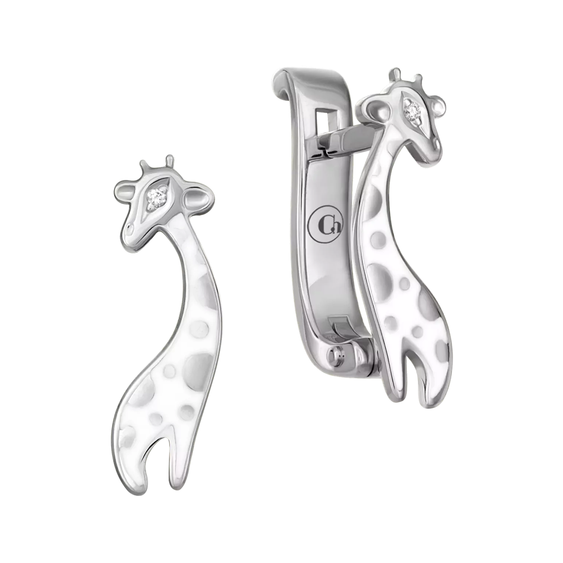 Серьги с бриллиантами, белое золото, н.керамика