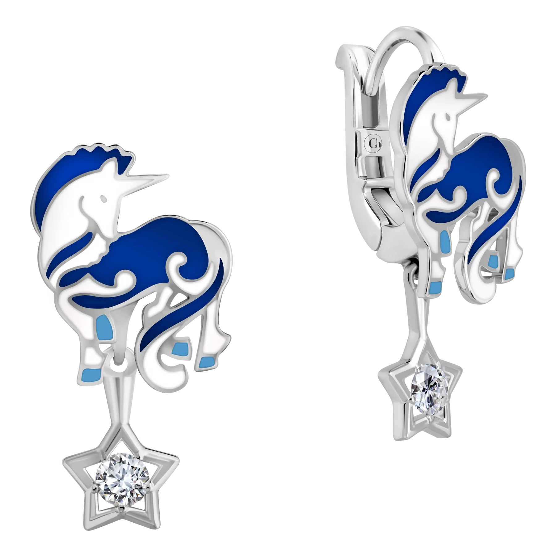 Серьги с бриллиантами, белое золото, н.керамика