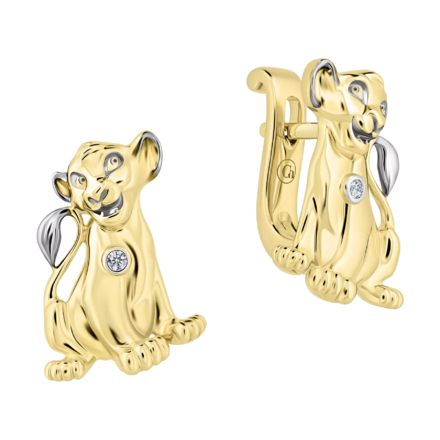 Серьги с бриллиантами, жёлтое и белое золото