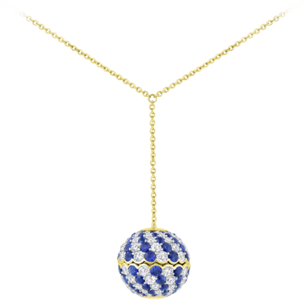 Колье с сапфирами и бриллиантами, желтое золото