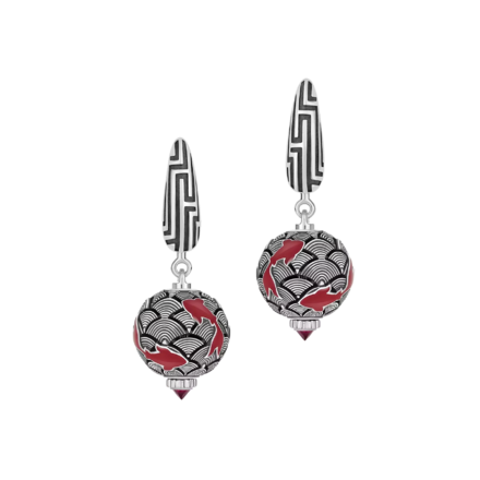 Серьги с рубинами, белое золото, н.керамика