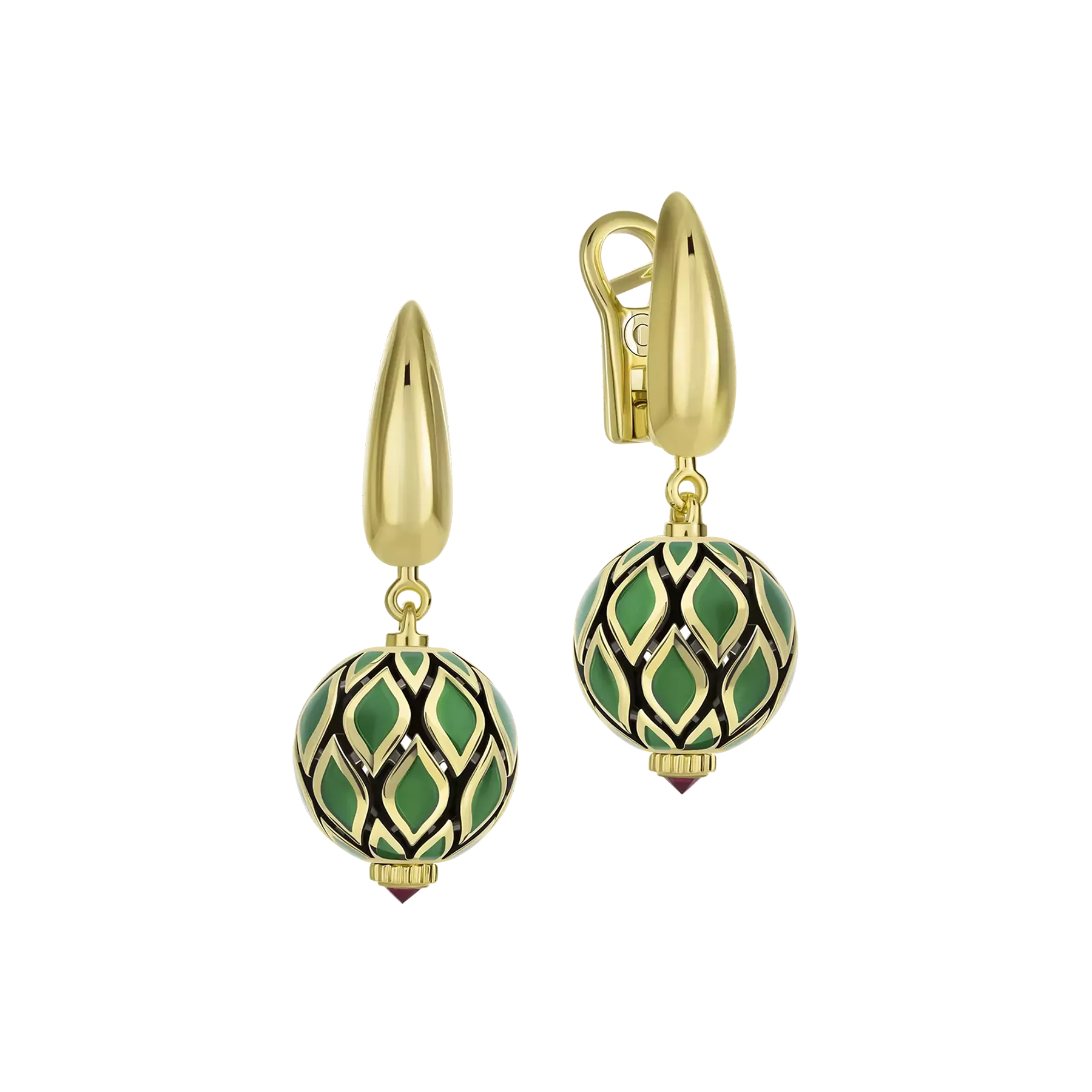 Серьги с рубинами, жёлтое золото, н.керамика