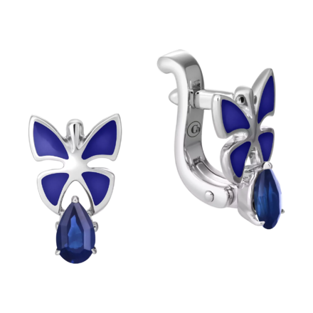 Серьги с сапфирами, белое золото, н.керамика