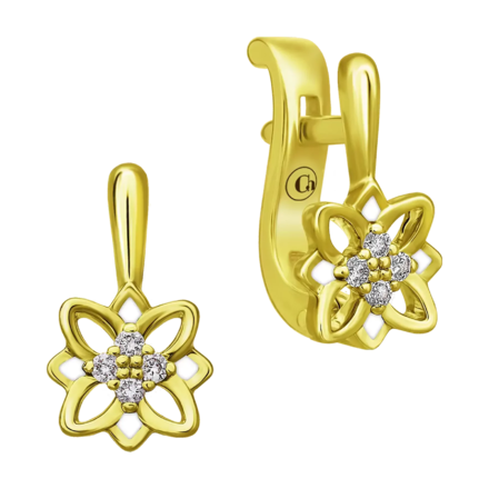 Серьги с бриллиантами, желтое золото, н.керамика