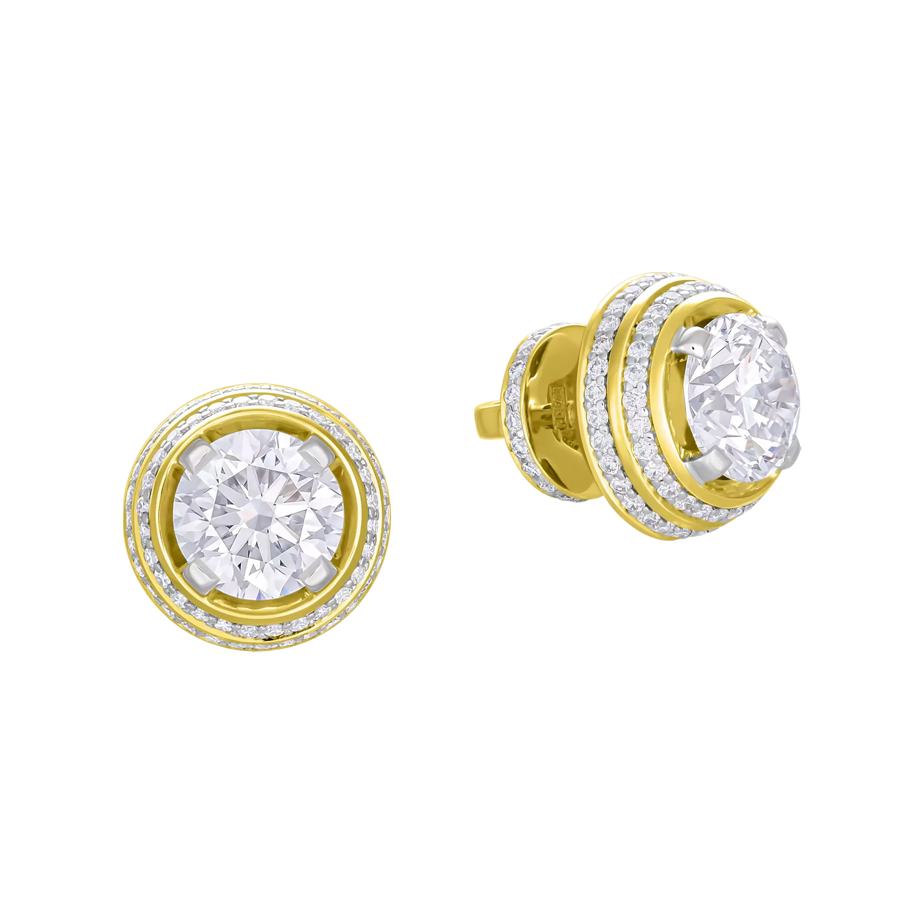 Пусеты с бриллиантами, жёлтое золото, н.керамика