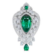 Кольцо с изумрудами и бриллиантами, белое золото