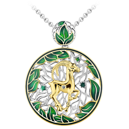 Подвес с бриллиантом, белое и жёлтое золото, н.керамика