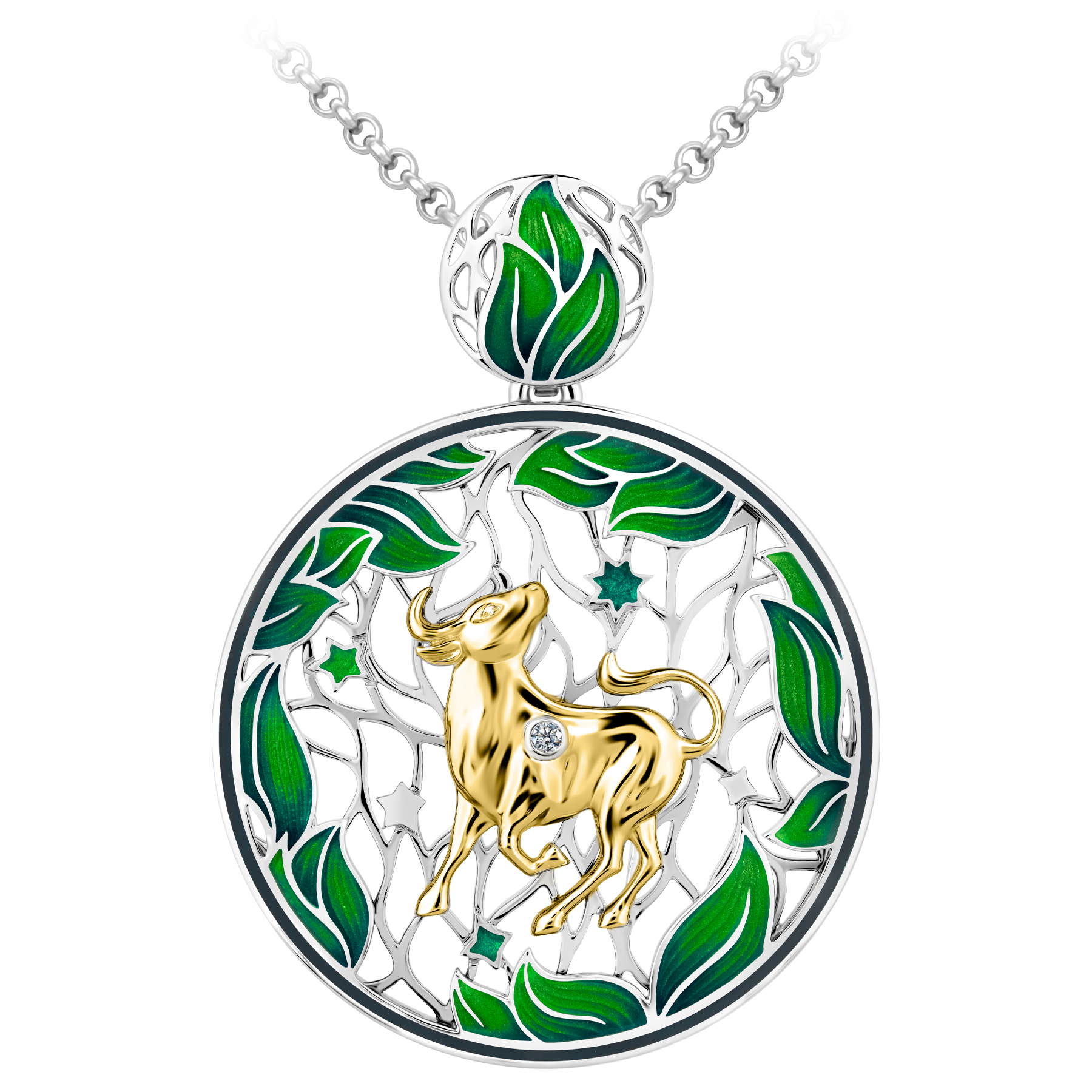 Подвес с бриллиантом, белое золото, н.керамика