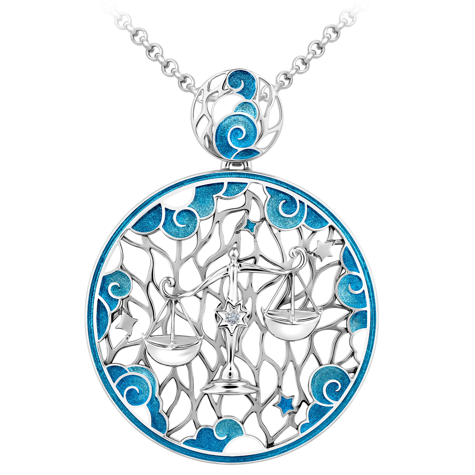 Подвес с бриллиантом, белое золото, н.керамика