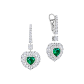 Серьги с изумрудами и бриллиантами, белое золото