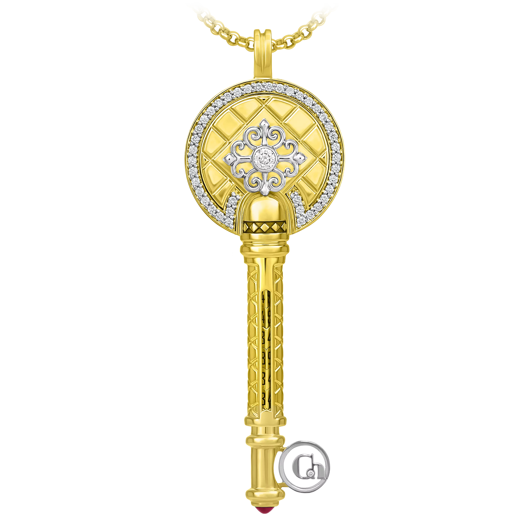 Подвес с рубином и бриллиантами, жёлтое и белое золото