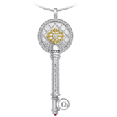 Подвес с рубином и бриллиантами, белое и жёлтое золото