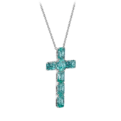 Колье с изумрудами и бриллиантом, белое золото