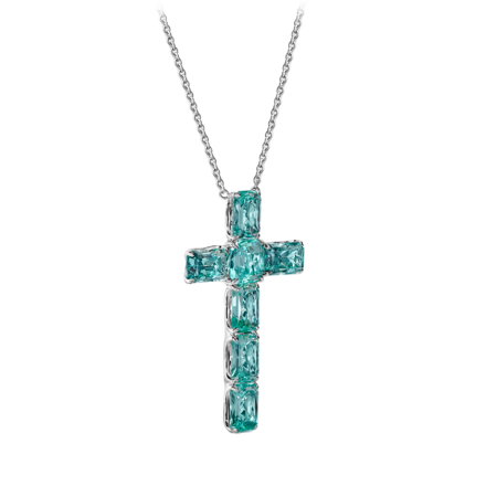 Колье с изумрудами и бриллиантом, белое золото 2